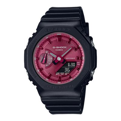 G-Shock Analog-Digital Pink Dial Black Resin Band Watch GMAS2100RB-1A