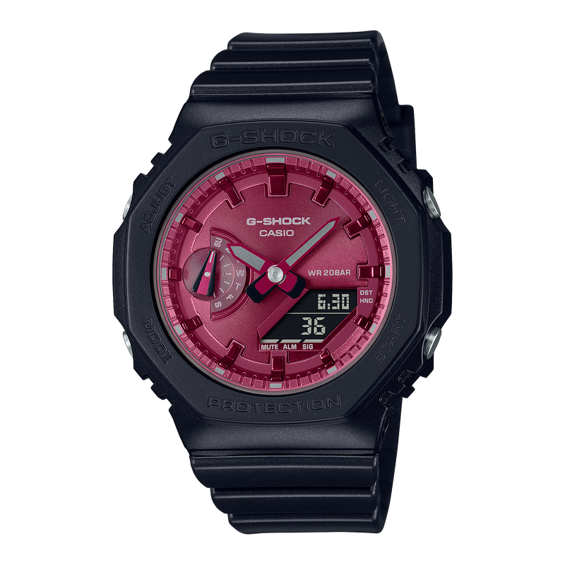 G-Shock Analog-Digital Pink Dial Black Resin Band Watch GMAS2100RB-1A