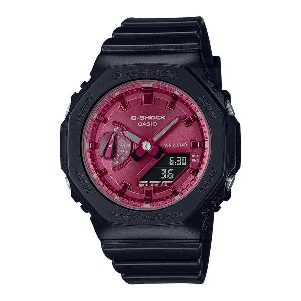 G-Shock Analog-Digital Pink Dial Black Resin Band Watch GMAS2100RB-1A