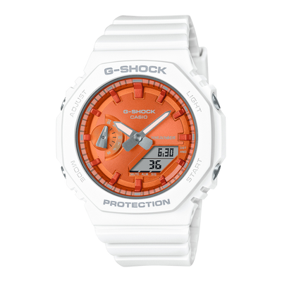 G-Shock Analog-Digital Orange Dial White Resin Band Watch GMAS2100WS-7A