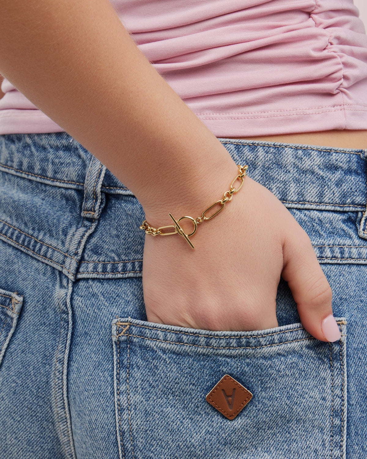 Gold Vermeil Lustre 14k Gold Vermeil Alternate Link T-Bar Bracelet 19cm GVB0003Y GVB0003Y view 4