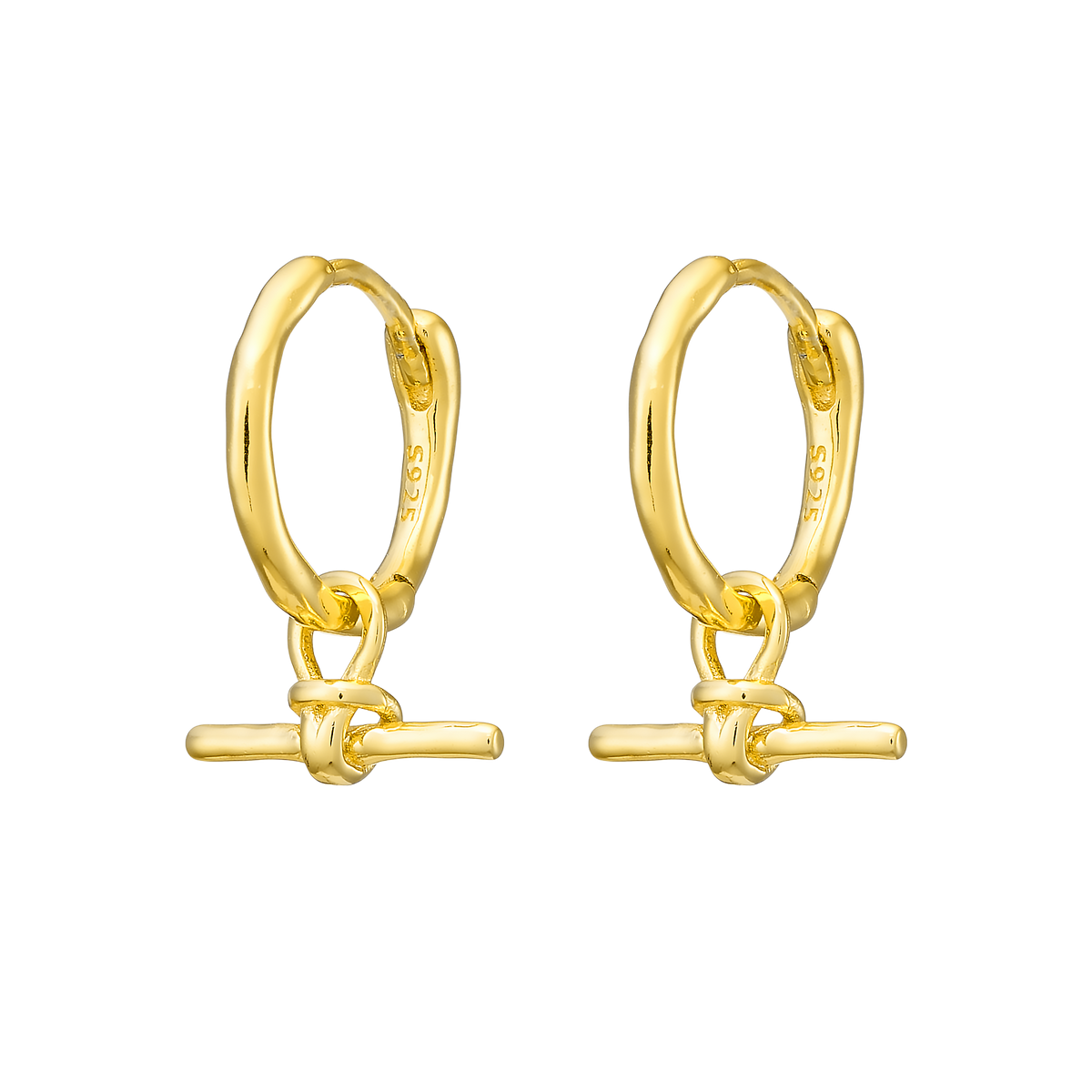 Gold Vermeil Lustre 14k Gold Vermeil Plain T-Bar Huggies GVE0003Y GVE0003Y front packshot