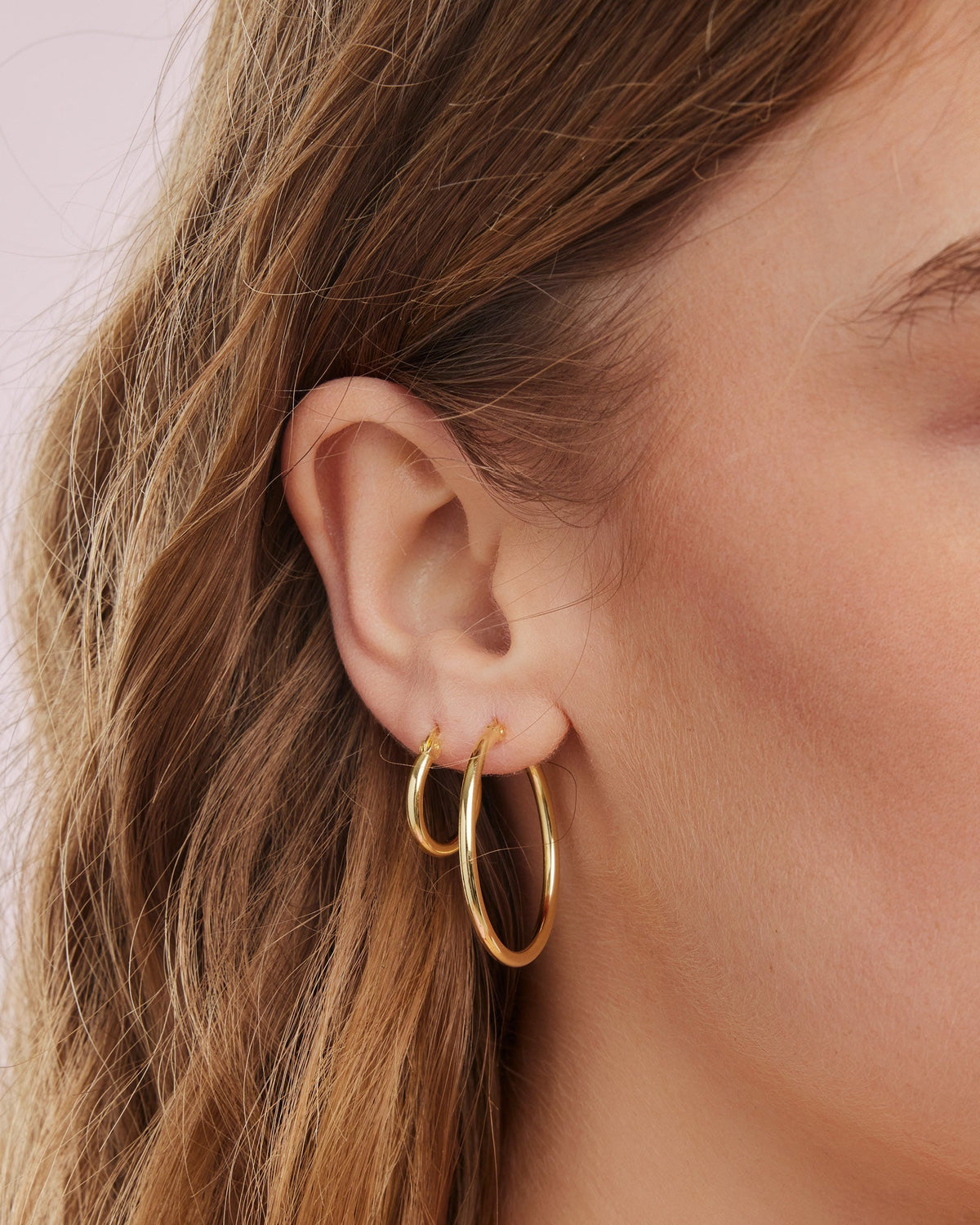 Gold Vermeil Icon 14K Gold Vermeil Plain 30mm Hoop Earrings GVE0015Y GVE0015Y view 2