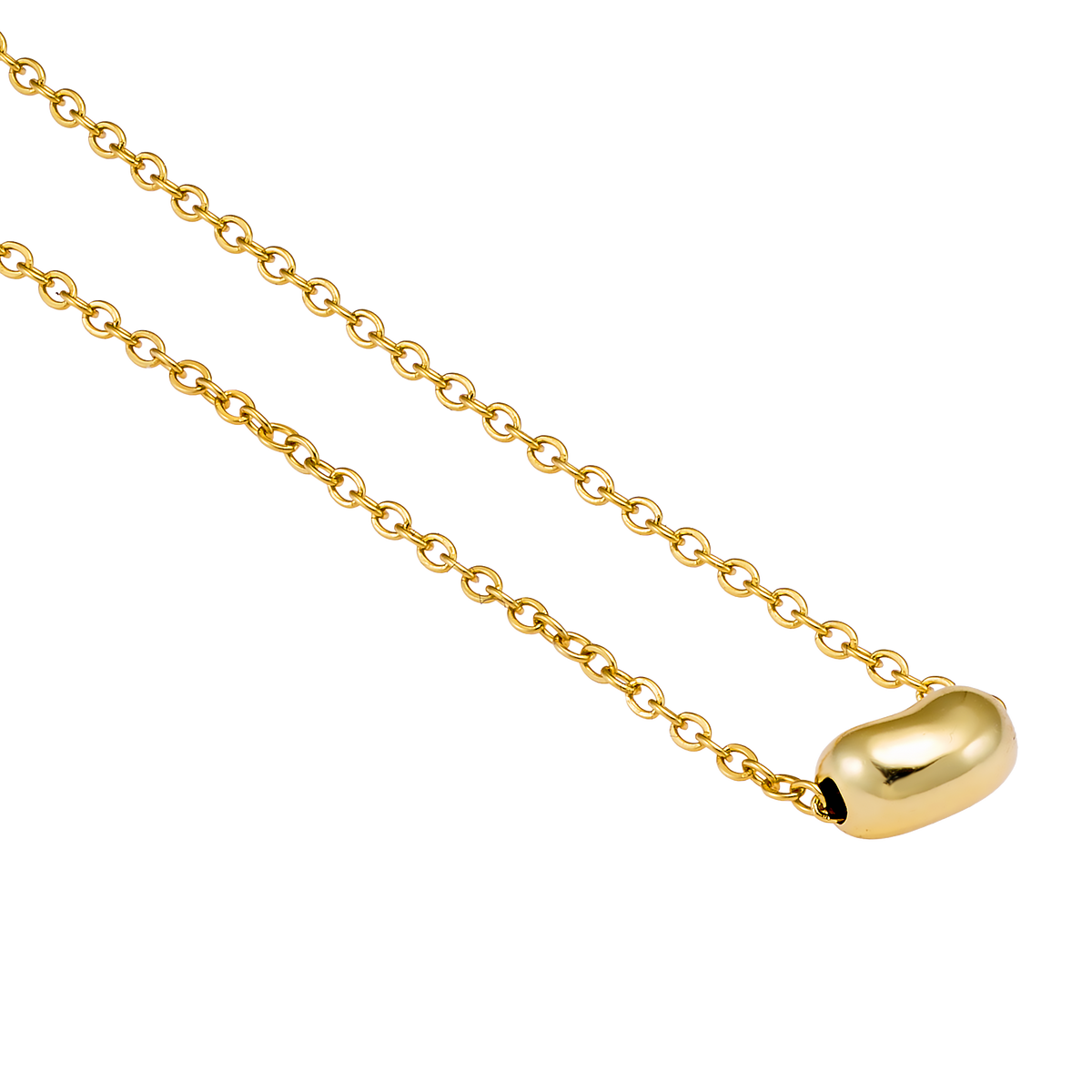 Gold Vermeil Lustre 14k Gold Vermeil Plain Bean Necklace GVN0009Y GVN0009Y view 4