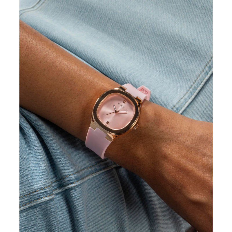 Guess Eve Dress Pink Rose Gold Tone Watch GW0658L2