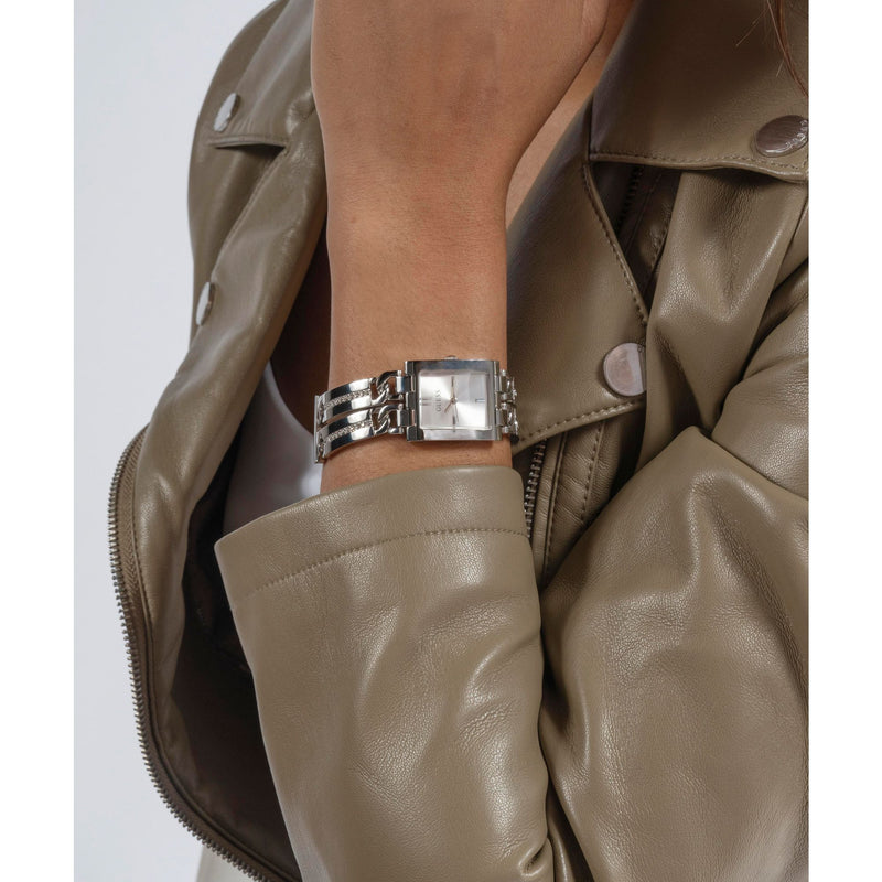 Guess Silver-Tone Square Analog Watch GW0668L1