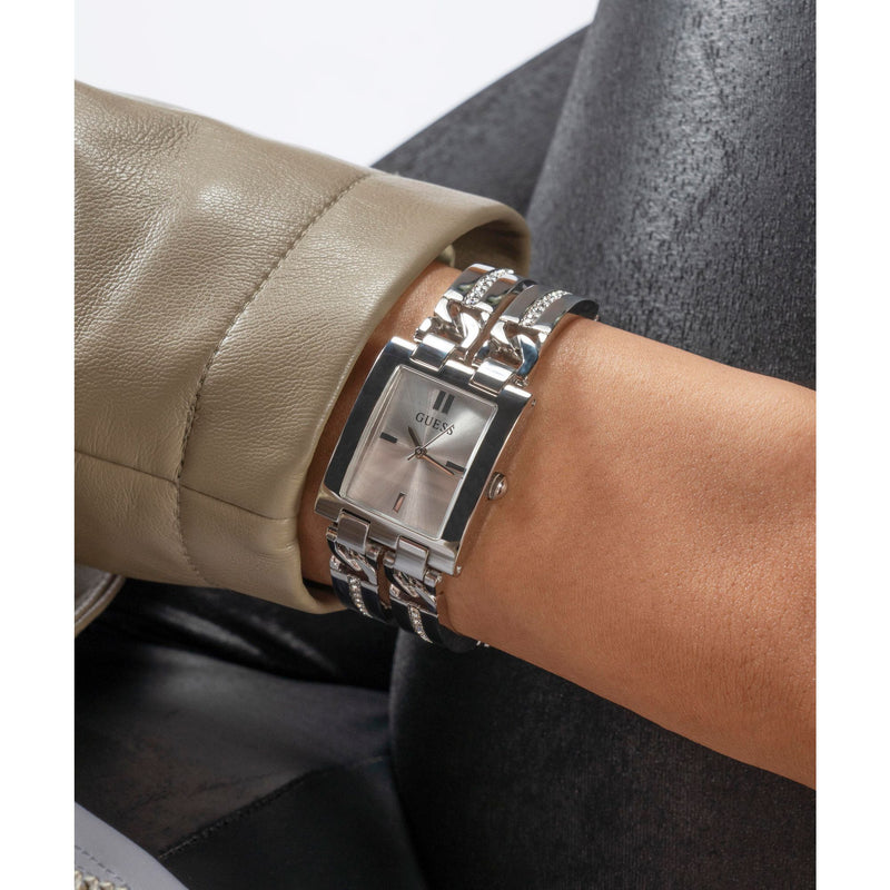 Guess Silver-Tone Square Analog Watch GW0668L1