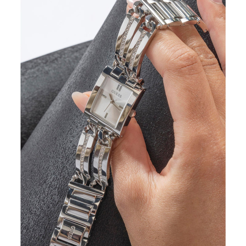 Guess Silver-Tone Square Analog Watch GW0668L1