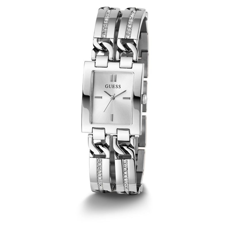 Guess Silver-Tone Square Analog Watch GW0668L1