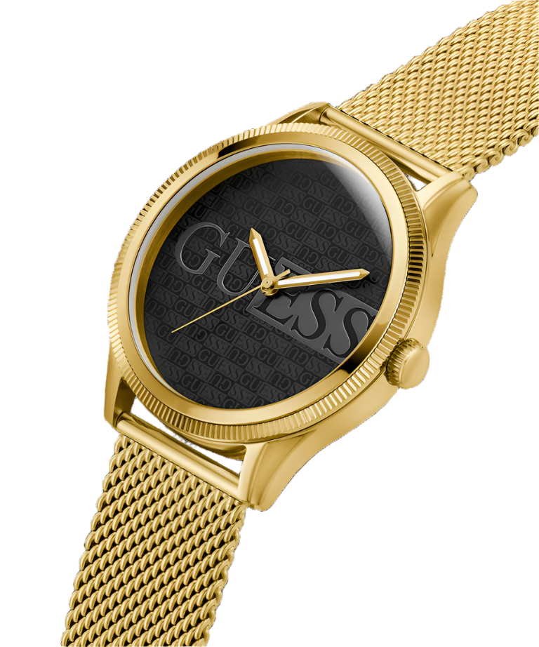 Guess Reputation Black Dial Gold Tone Analog Watch GW0710G2