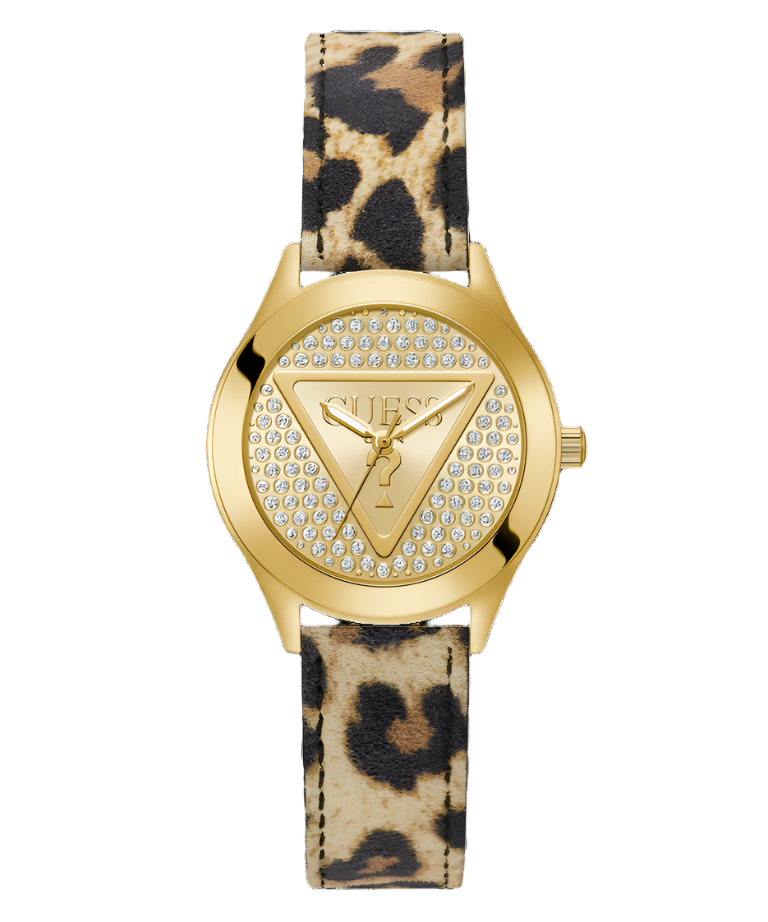 Guess Glitz Plaque Gold Tone Analog Watch GW0745L2