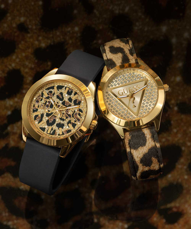 Guess Glitz Plaque Gold Tone Analog Watch GW0745L2