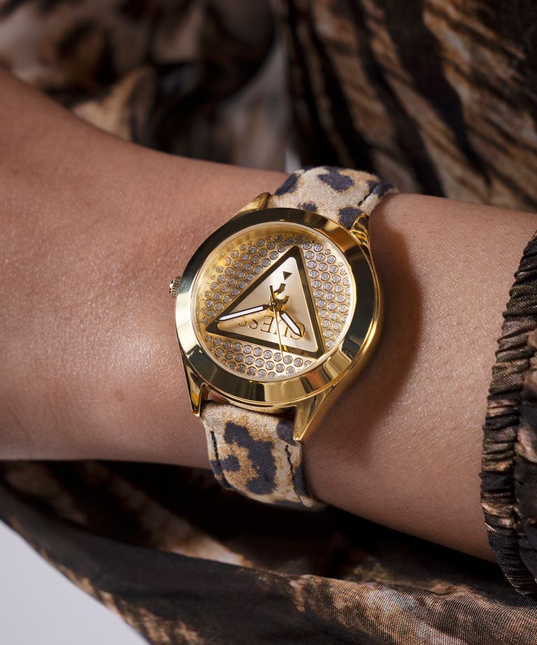 Guess Glitz Plaque Gold Tone Analog Watch GW0745L2