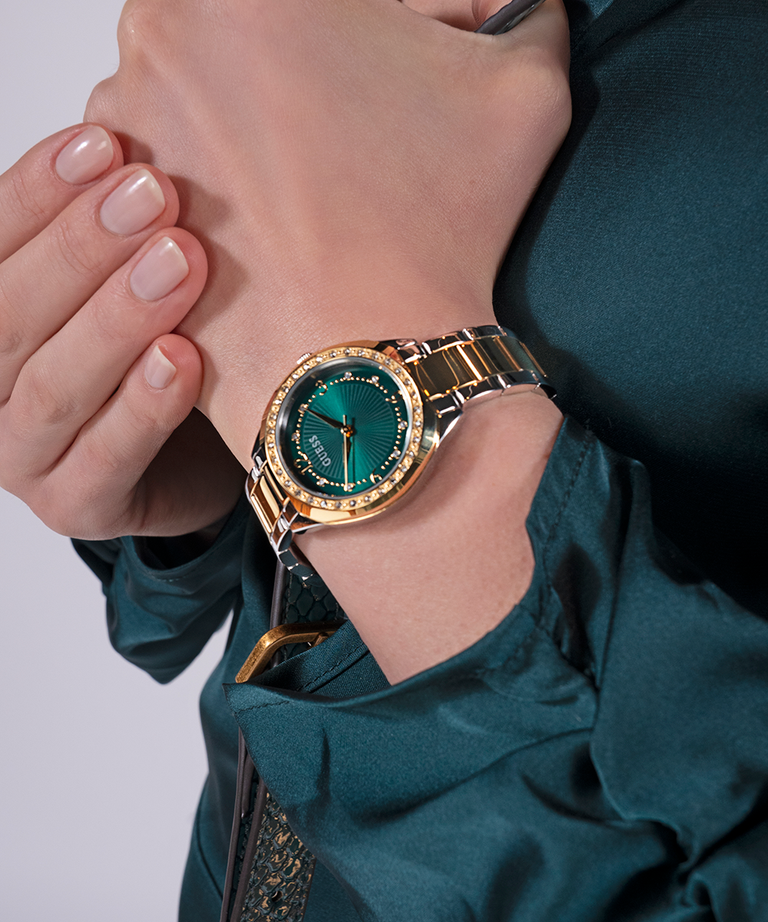 Guess Charlotte Green Dial Two Tone Analog Watch GW0767L4