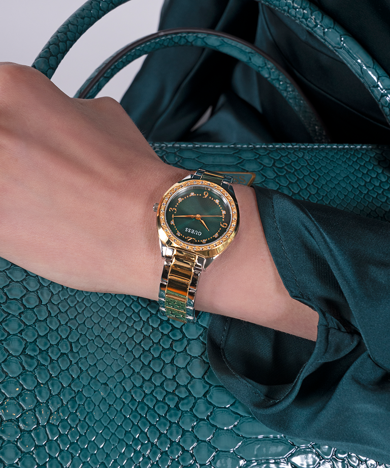 Guess Charlotte Green Dial Two Tone Analog Watch GW0767L4