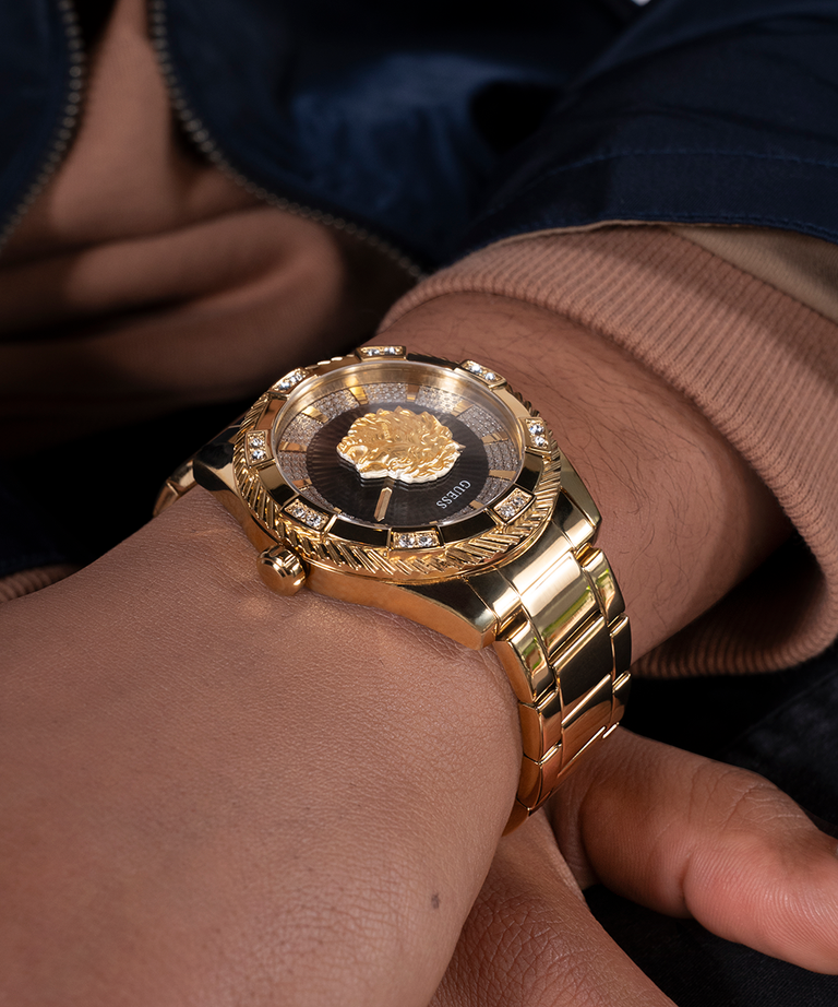 Guess Beast Black Dial Gold Stainless Steel Watch GW0783G1