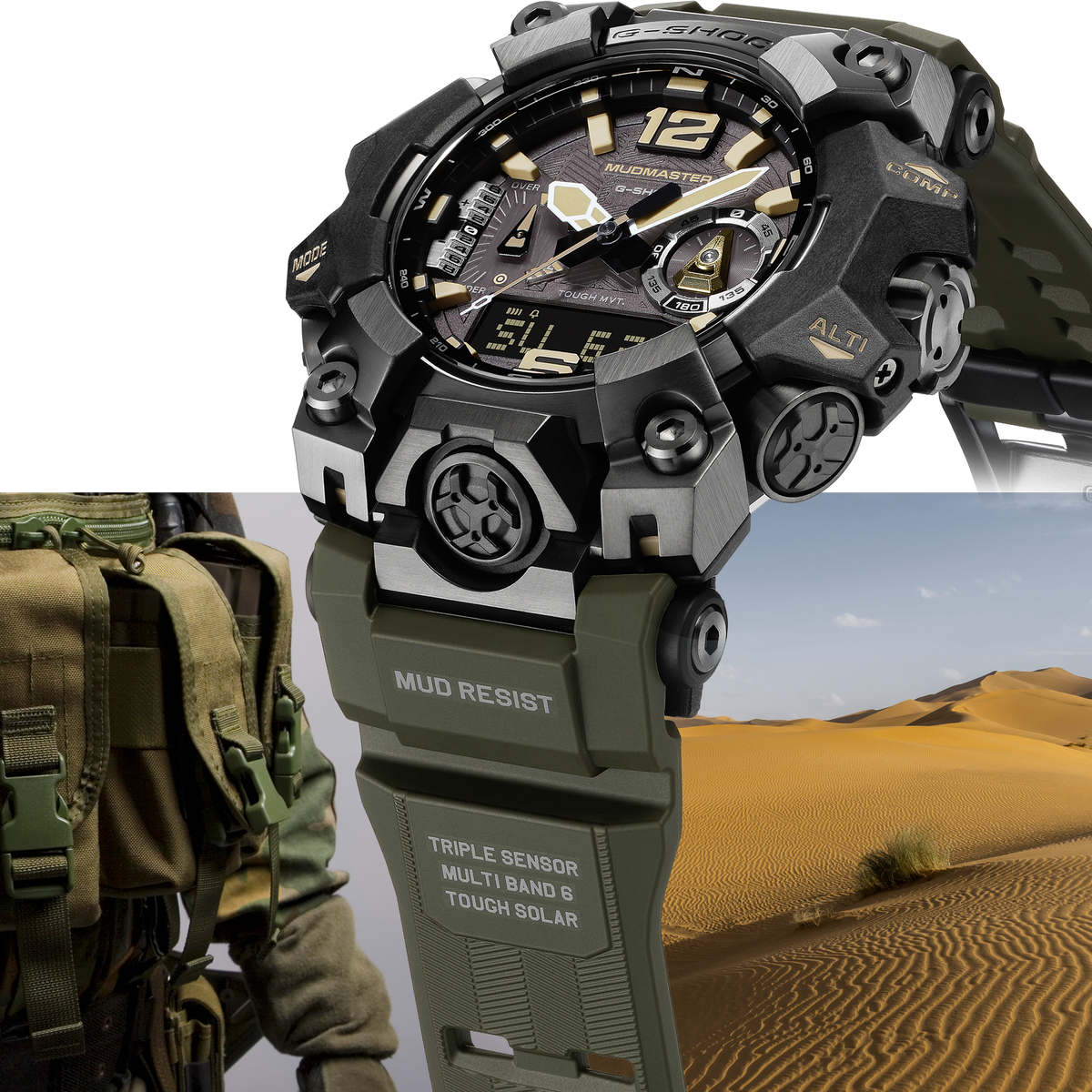 G-Shock Master of G Mudmaster Green Resin Band Watch GWGB1000-1A3