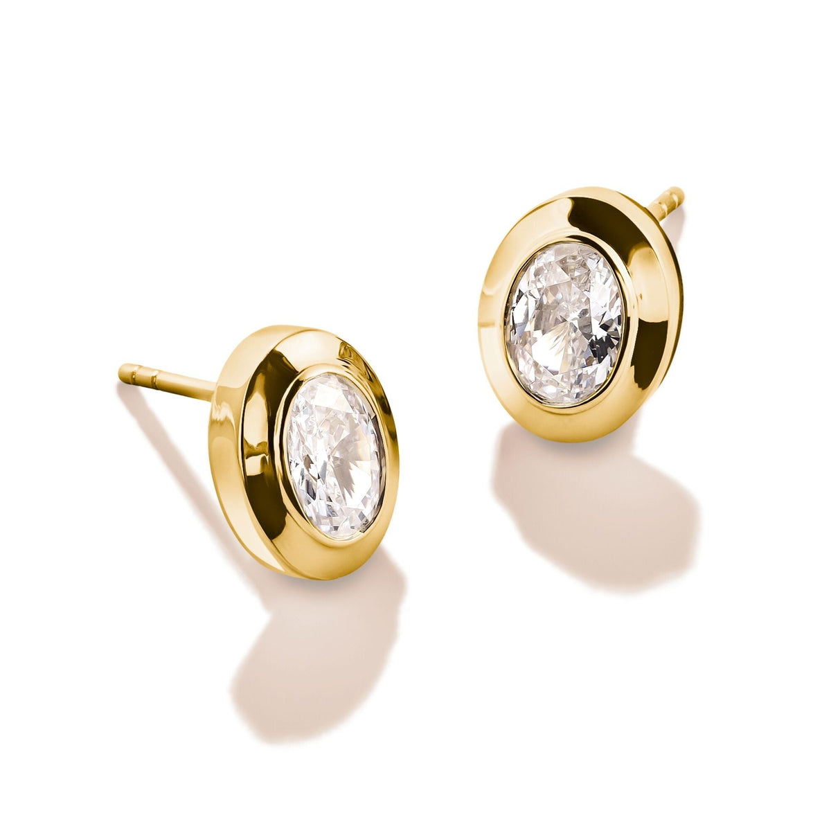 THOMAS SABO Oval Stud Earrings with Zirconia Stones Gold