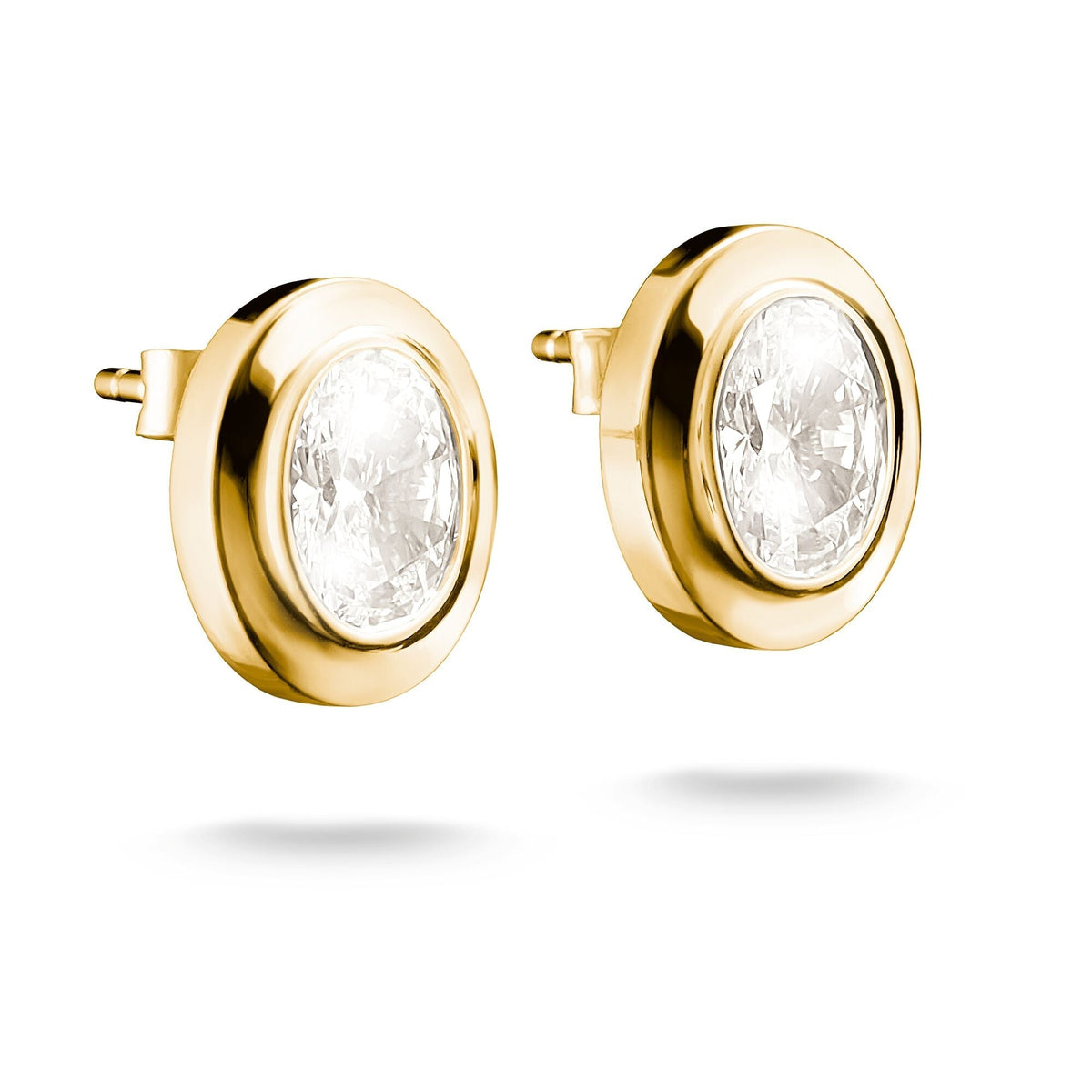 THOMAS SABO Oval Stud Earrings with Zirconia Stones Gold