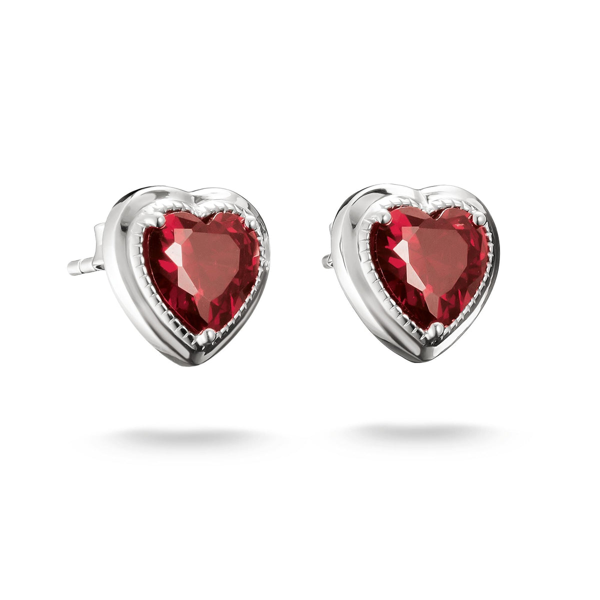 Thomas Sabo Small Red Heart Stud Earrings Silver