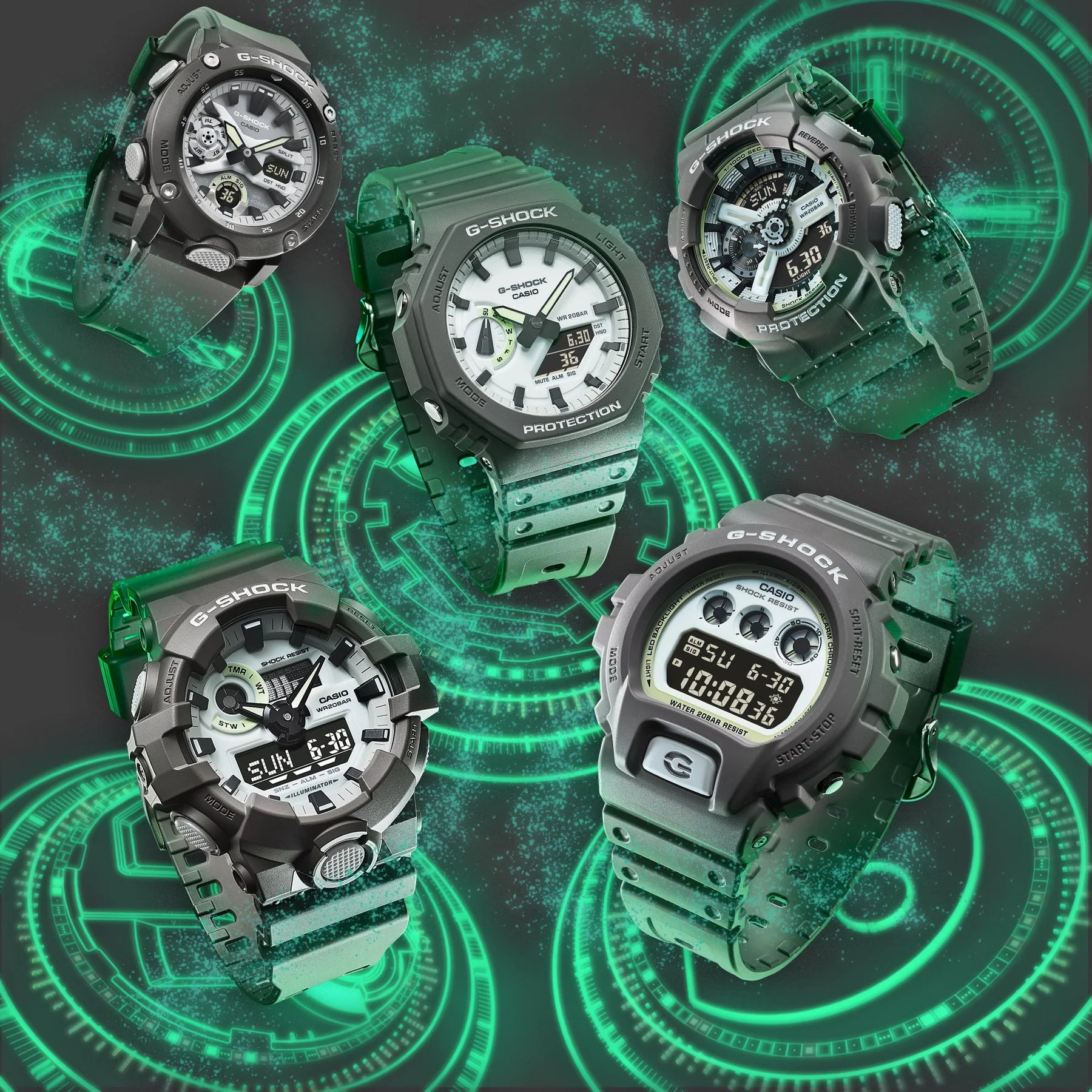 G-Shock Digital White Glow in Dark Dial Dark Grey Resin Band Watch DW6900HD-8D