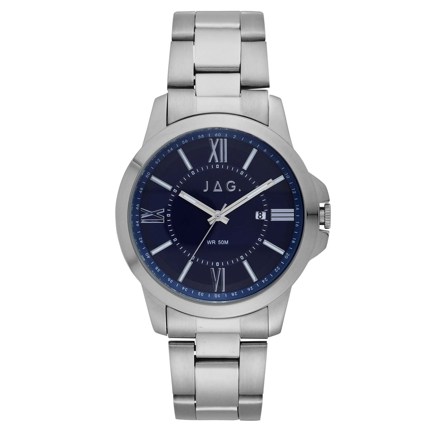 Jag Xavier Silver Alloy 44mm Mens Watch Versatile Classic Design