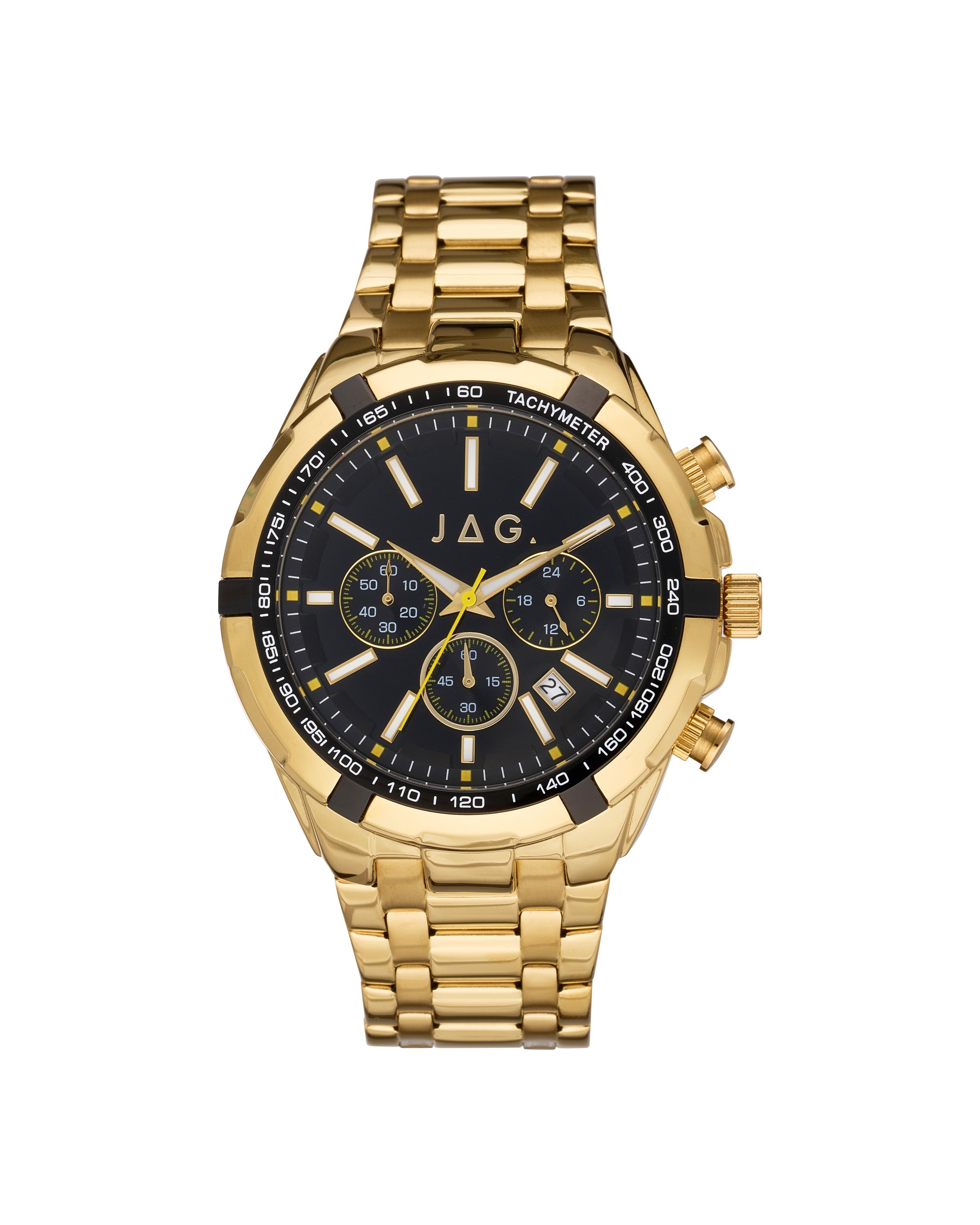 Jag Boss Gold Stainless Steel 46mm Mens Watch Modern Luxury