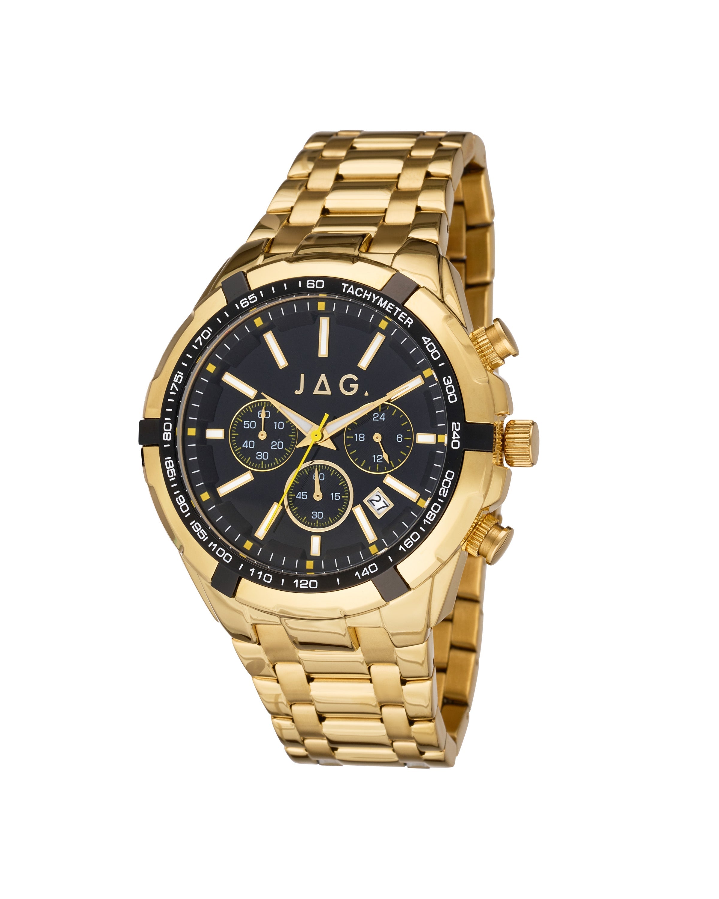 Jag Boss Gold Stainless Steel 46mm Mens Watch Modern Luxury