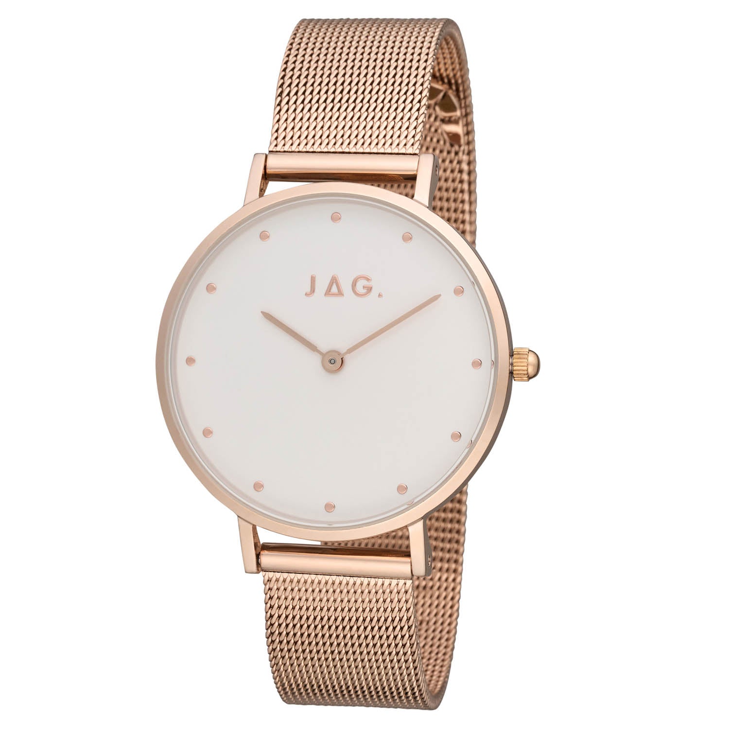 Jag Alice Rose Gold Stainless Steel Womens 32mm Watch Luxury Timepiece