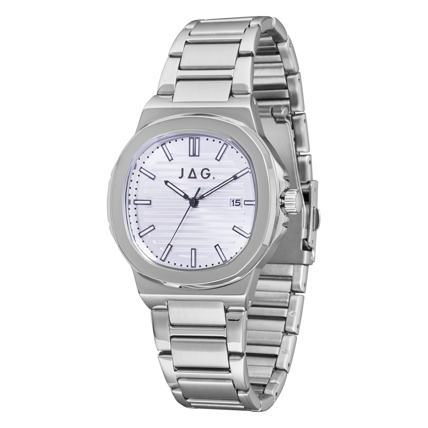 Jag Eaton Silver Alloy 42mm Mens Watch Sophisticated Modern Design