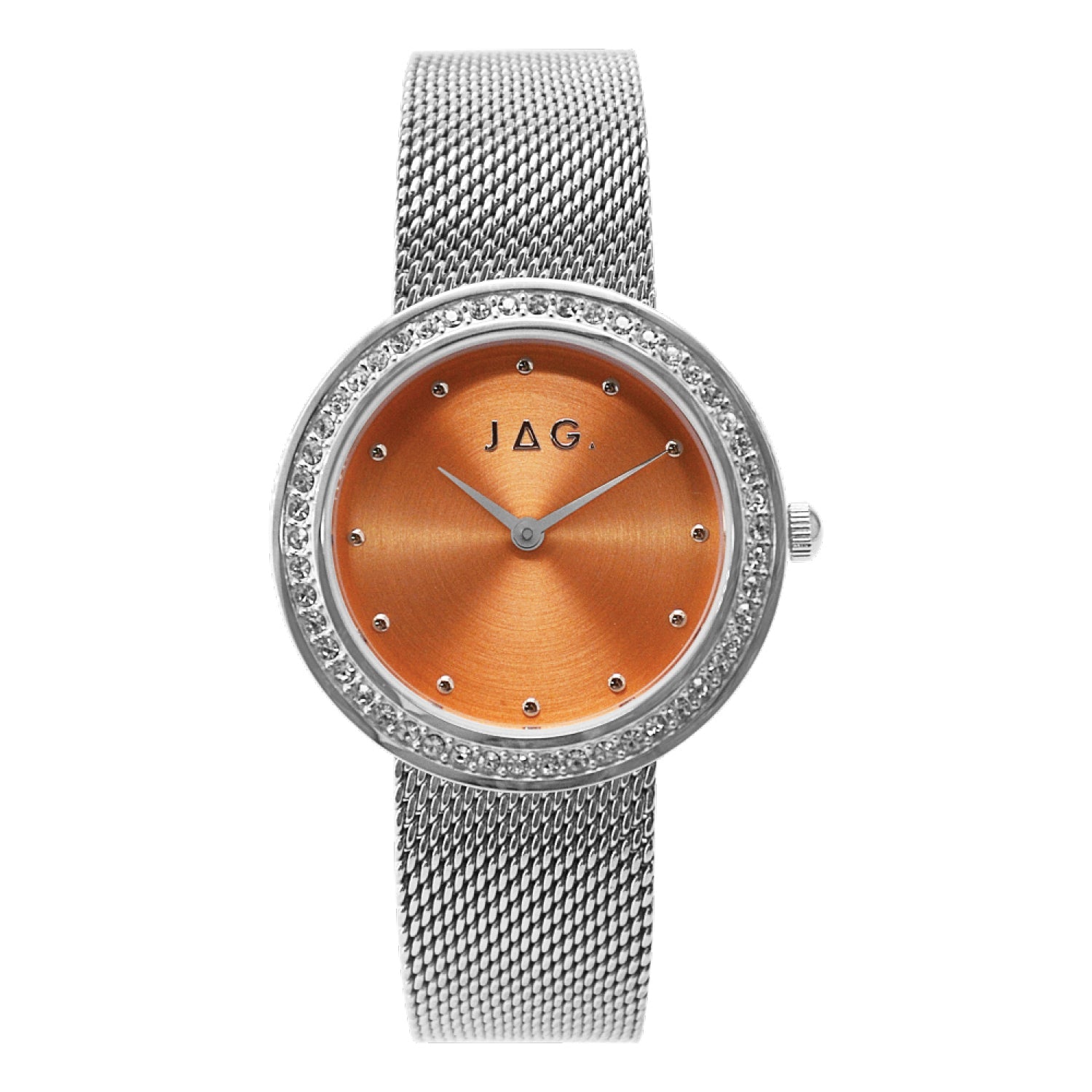 Jag Henley Silver Stainless Steel Watch With Orange Dial 35mm