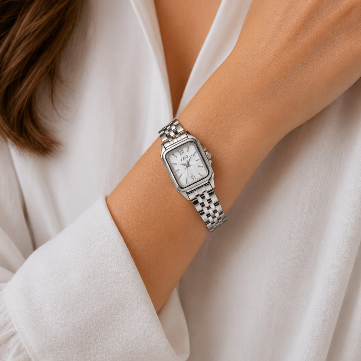 JAG Berrima Womens White MOP Dial 20.3mm Silver Watch J3026A