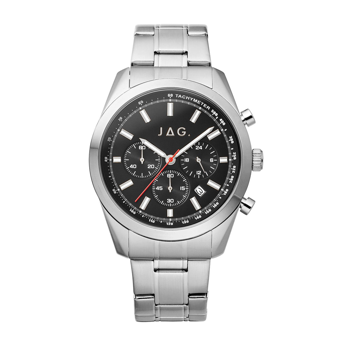 Jag Rhys Black Dial Silver Steel Mens Watch J3107A front packshot