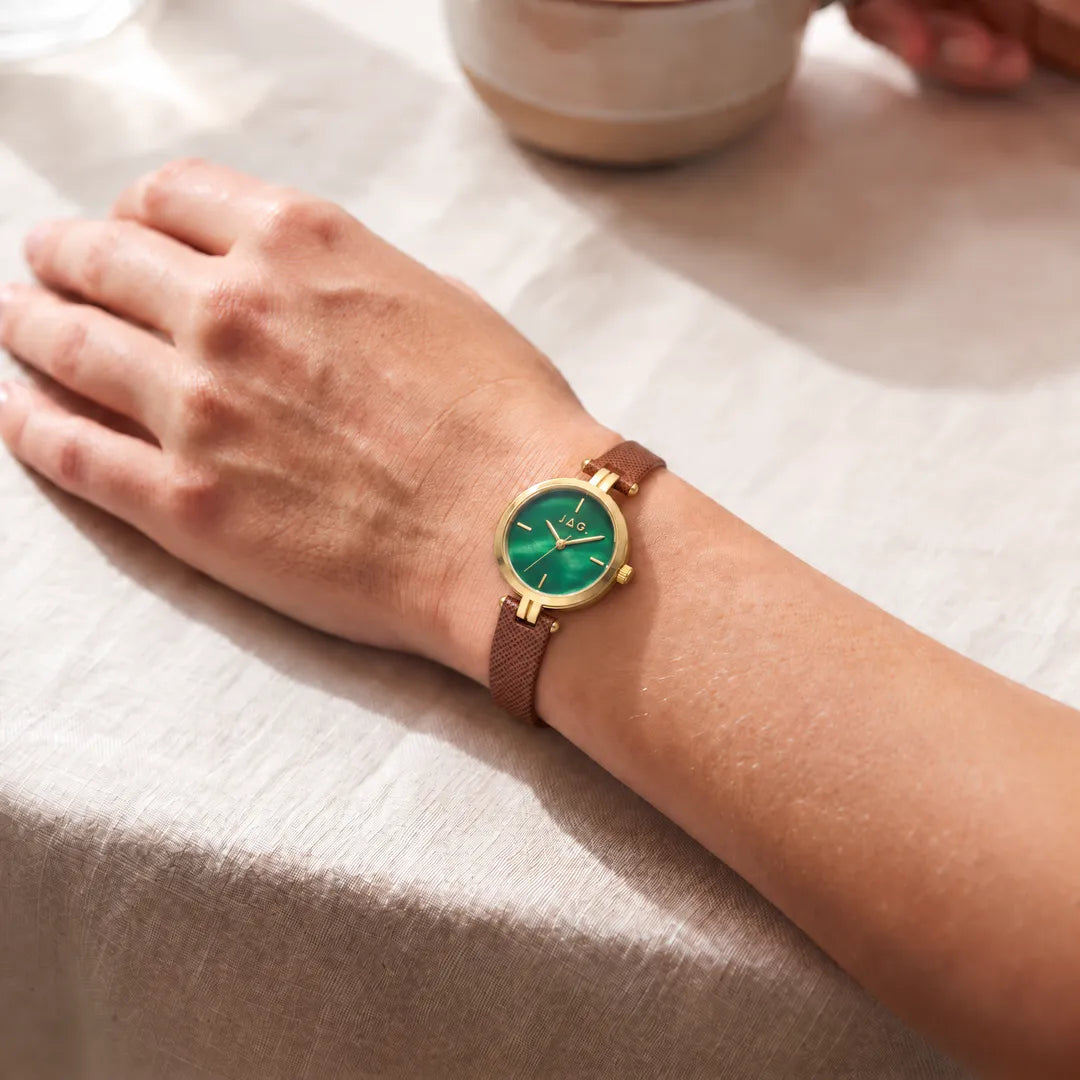 Jag Freya Green Dial Brown Leather Womens Watch J3123 view 4