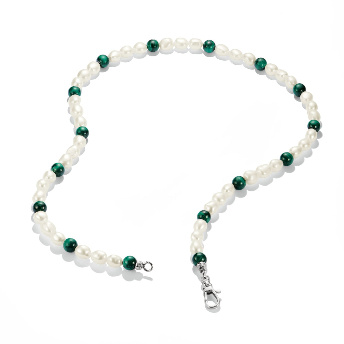 Thomas Sabo Stainless Steel Malachite and Freshwater Pearl Necklace TKE2407SGR-55 TKE2407SGR-55 view 2