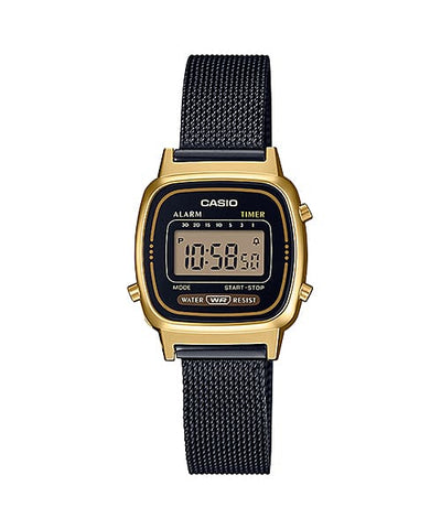 Casio Vintage Black Stainless Steel Mesh Band Watch LA670WEMB-1D