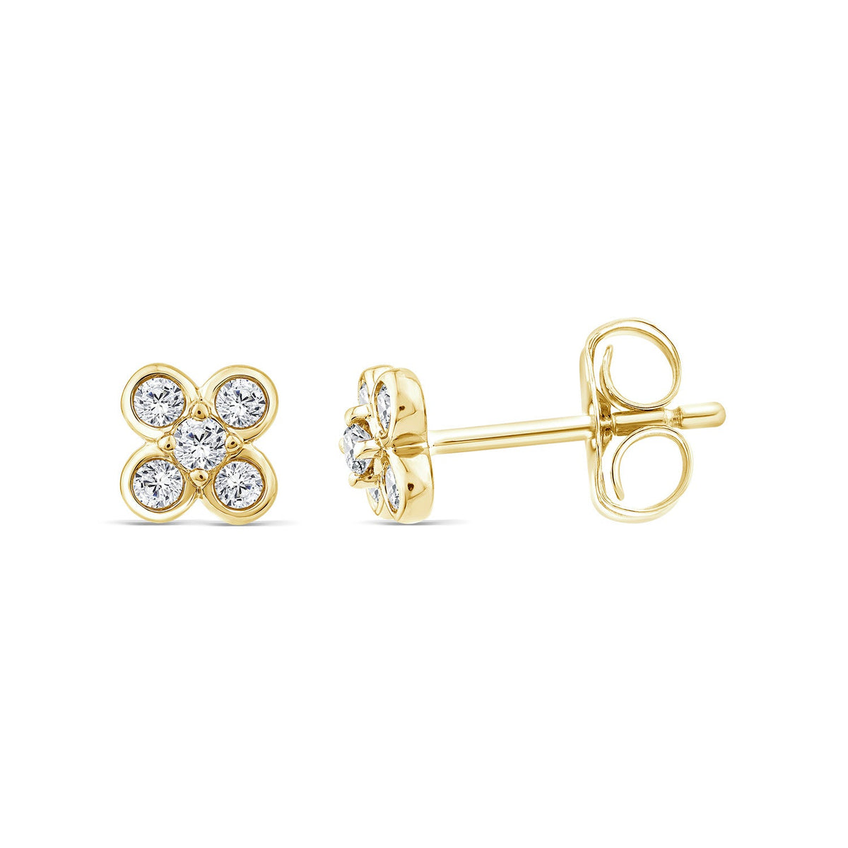 22K Gold Vermeil 0.20ct Lab Grown Diamond Floral Earrings