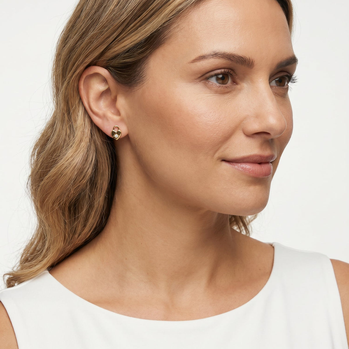 22K Gold Vermeil 0.07ct Lab Grown Diamond Padlock Earrings