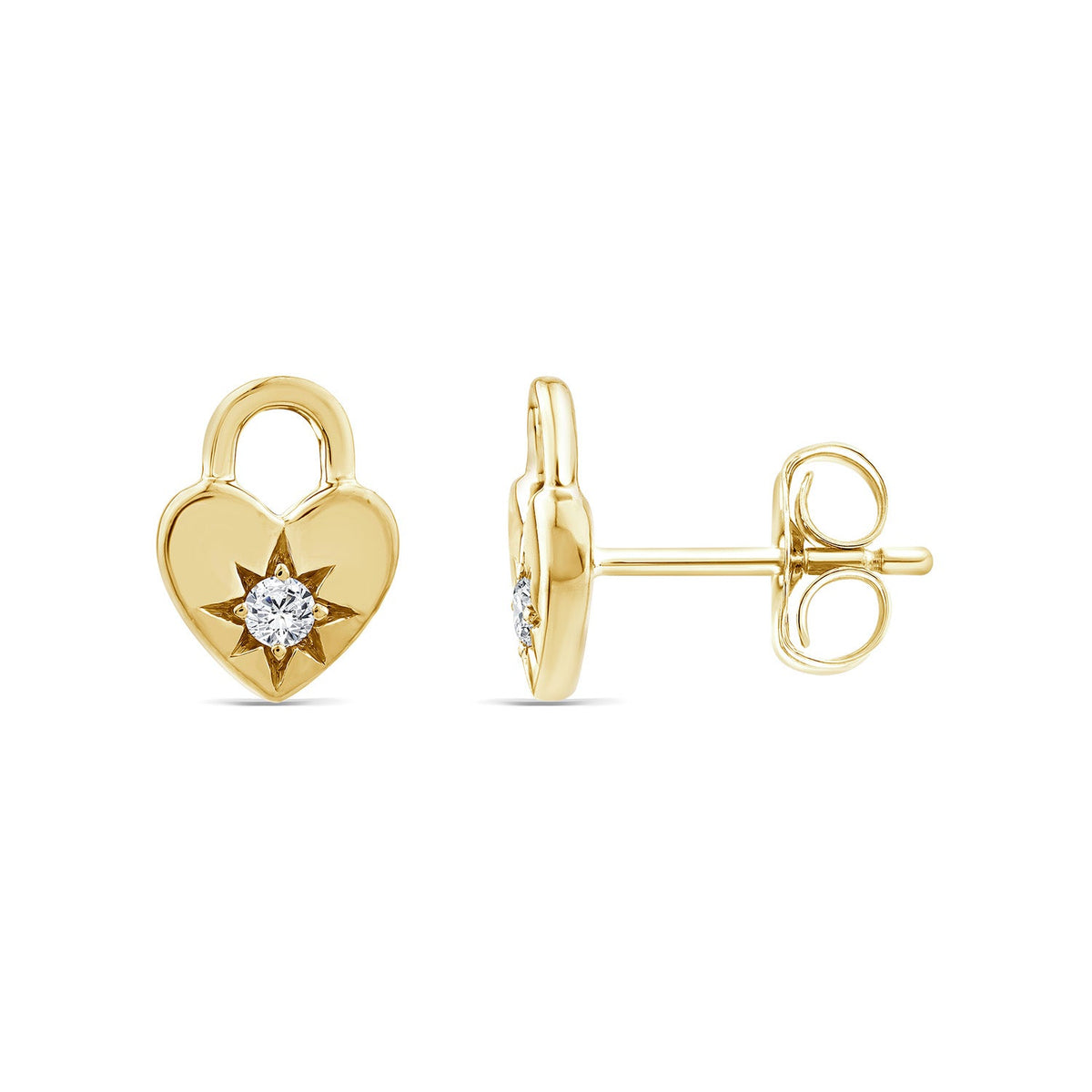 22K Gold Vermeil 0.07ct Lab Grown Diamond Padlock Earrings