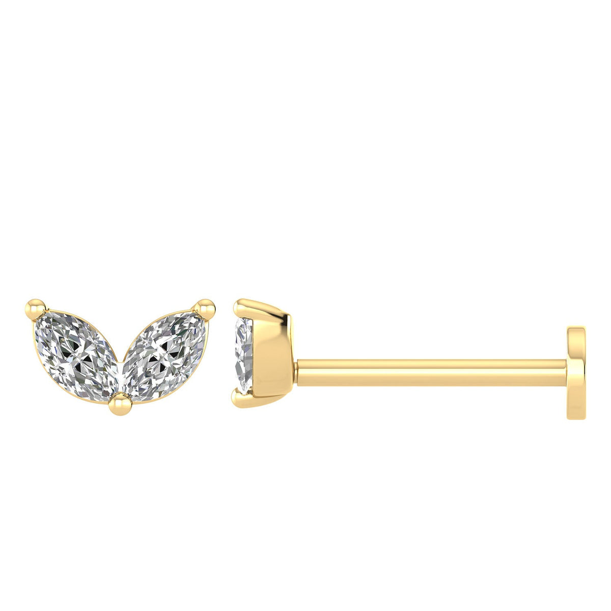 0.12ct Lab Grown Diamond Flat Back Earring in 9K Yellow Gold LGEF-10343-Y
