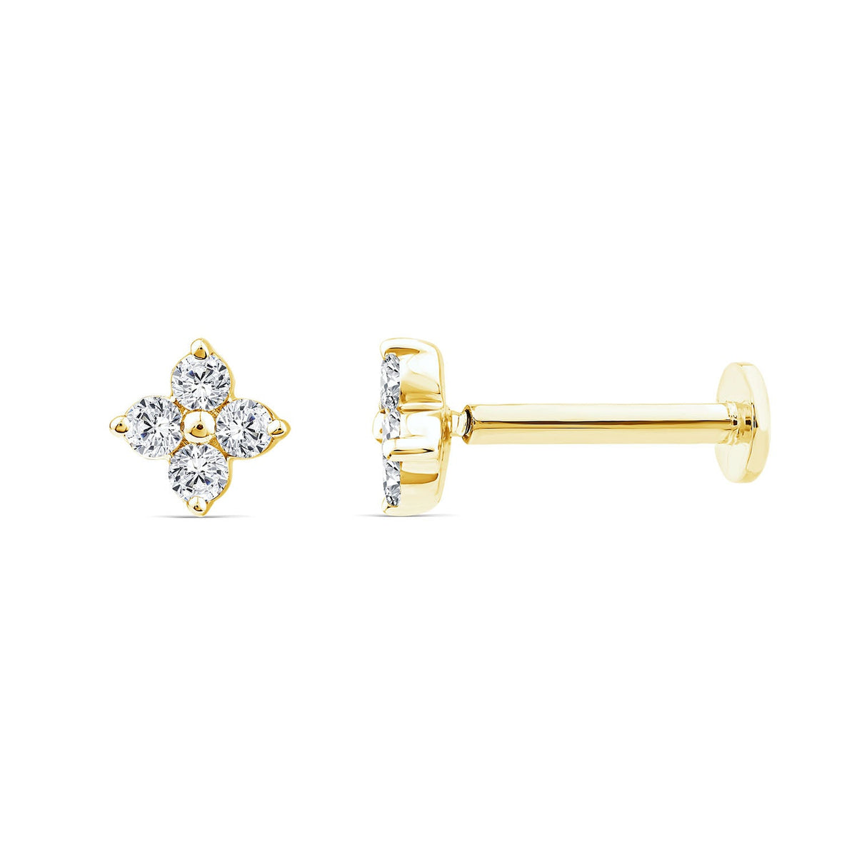 0.03ct Lab Grown Diamond Flat Back Earring in 9K Yellow Gold
