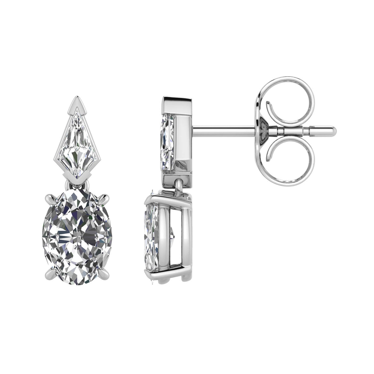 1.58ct Oval Lab Grown Diamond Vintage Stud Earrings in 9K White Gold