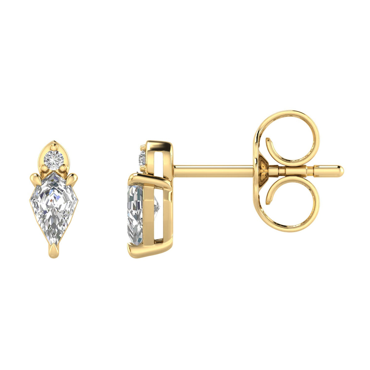 0.35ct Pear Lab Grown Diamond Asterly Stud Earrings in 9K Yellow Gold
