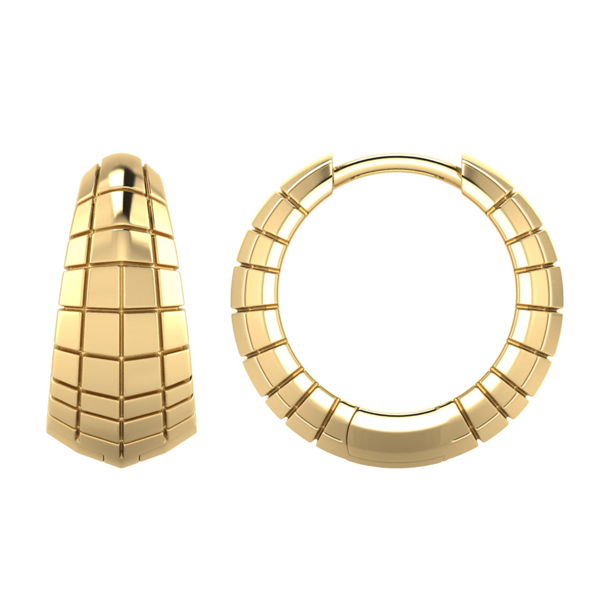 22K Gold Vermeil Textured 16mm Hoop Earrings