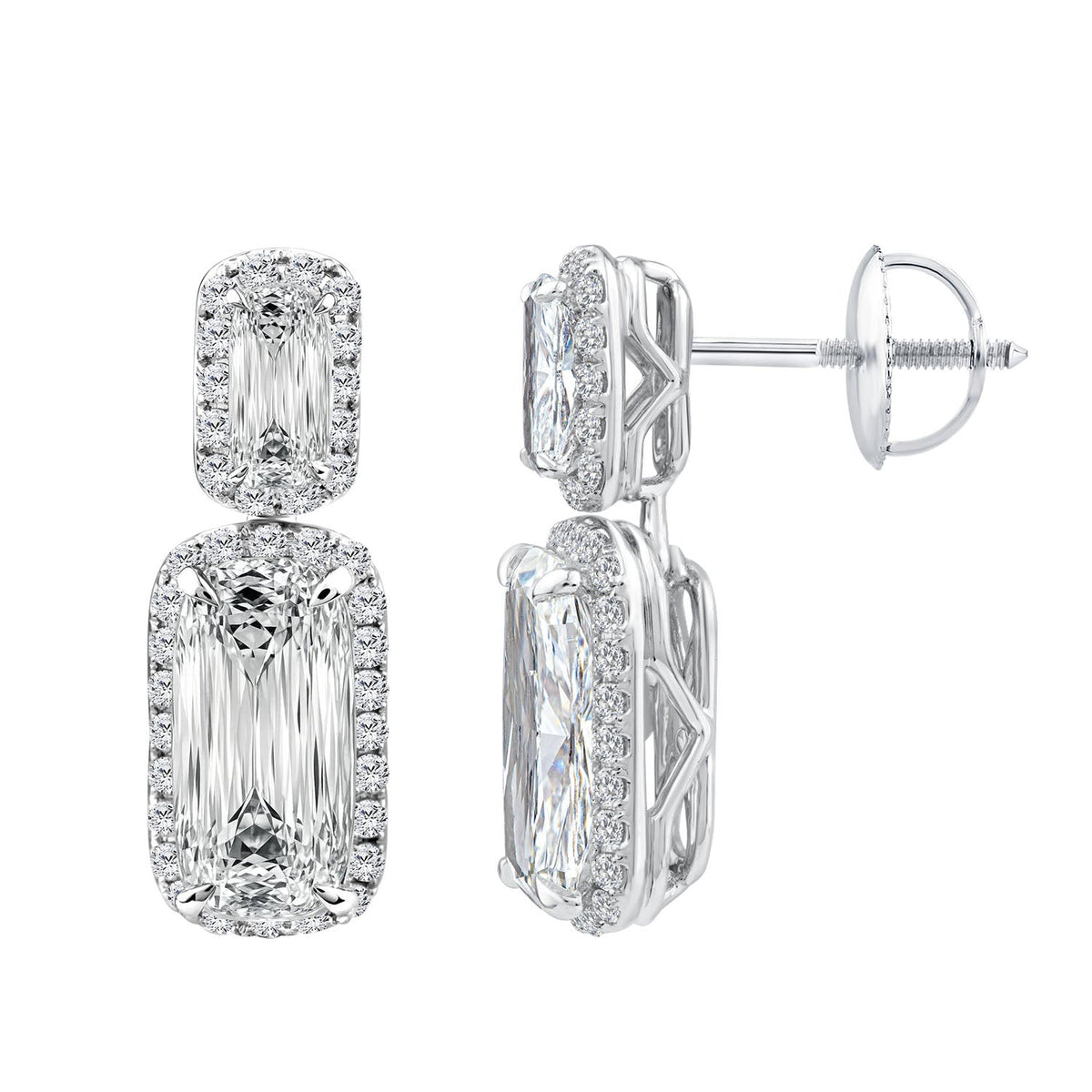 3.90ct Lab Grown Diamond Northern Ray Earrings in 18K White Gold