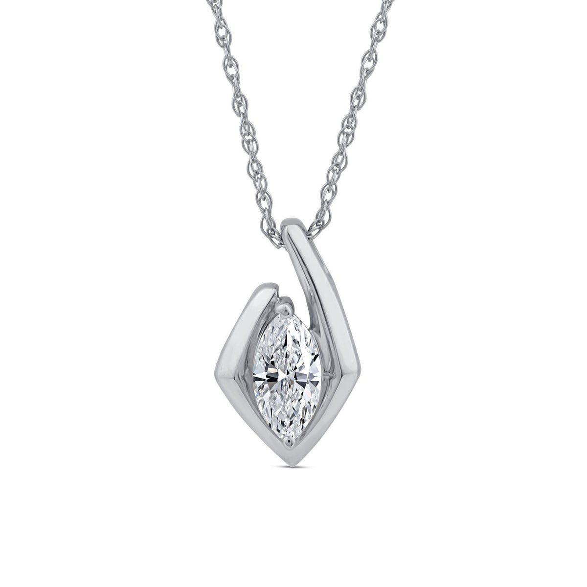 0.10ct Marquise Lab Grown Diamond Necklace in 9K White Gold