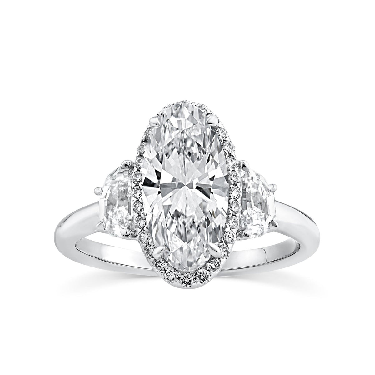 3.00ct Elongated Oval Lab Grown Diamond Ring in Platinum