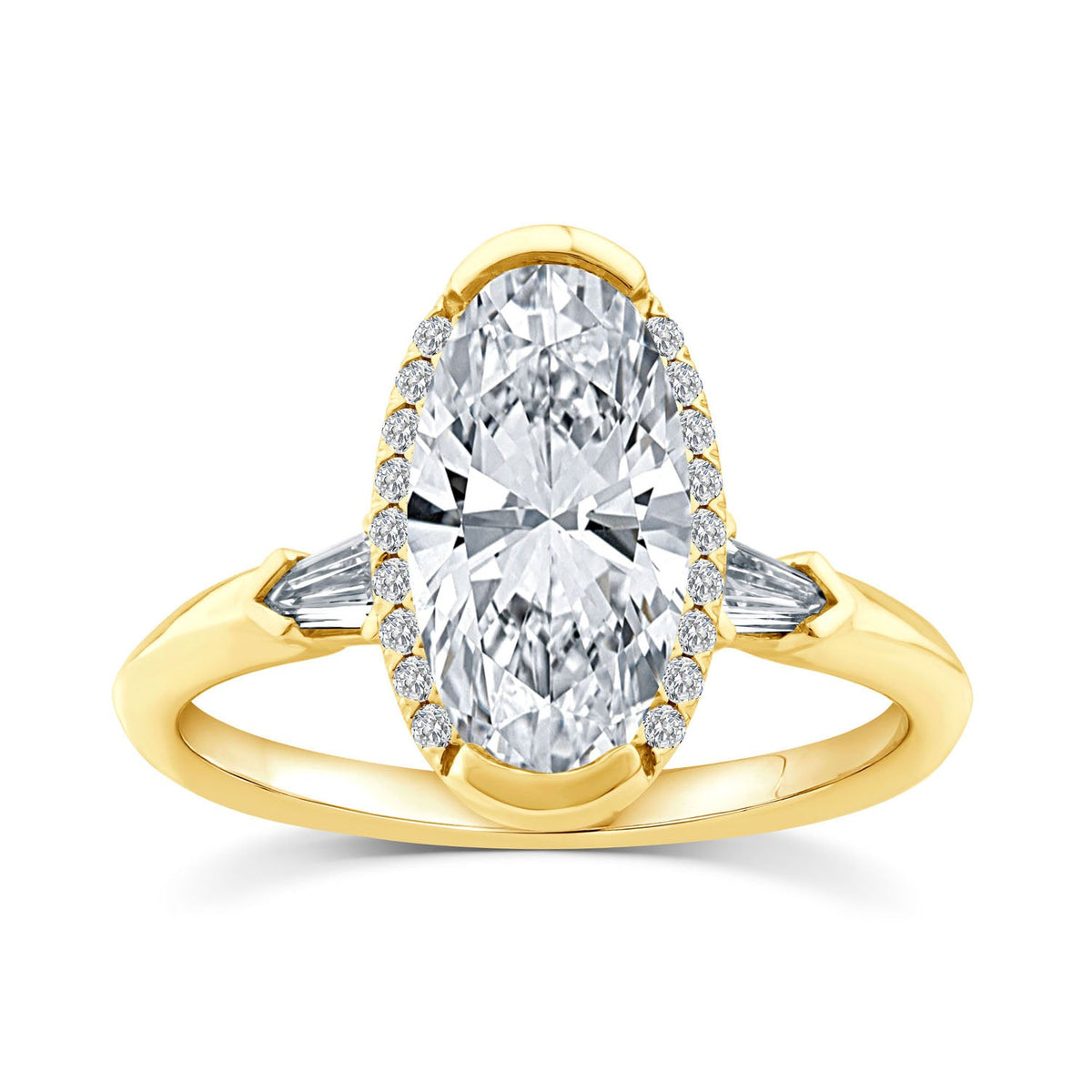 2.25ct Elongated Oval Lab Grown Diamond Ring in 18K Yellow Gold