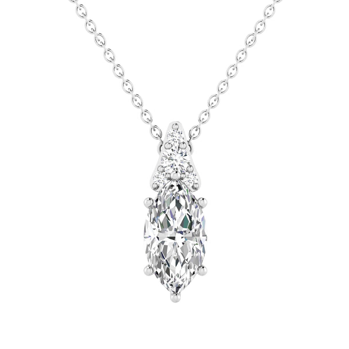 1.05ct Marquise Lab Grown Diamond Necklace in 9K White Gold