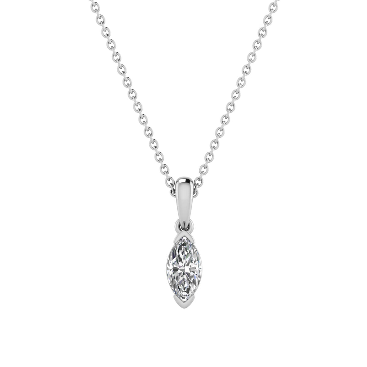 0.50ct Marquise Lab Grown Diamond Necklace in 9K White Gold